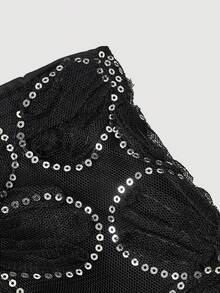 SHEIN MOD Quần short đính sequin đen dành cho nữ - màu đen - Xem 3