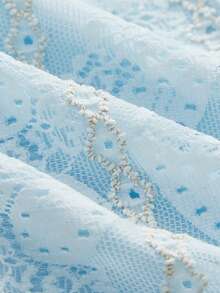 lacRébo Blue Textured Cami Top With White Floral Straps And Trim Spring Summer French Style Parisian Style Cute Vintage Top Vacation Top - Baby Blue - View 8