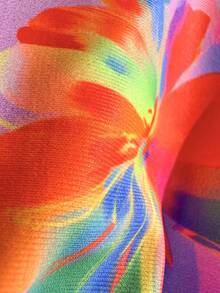 Swim Mod Random Gold Shell Print Halter Bikini Top, Sexy Swimwear Top For Summer Vacation - Multicolor - View 3