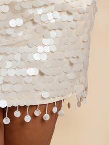 SHEIN BAE Plus Size Women's Semi-Sheer Beach Vacation Crochet Beaded Skirt - White - View 9