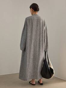 Dazy-Less Women's Casual/Office Front Button Long Shirt - Grey - View 4