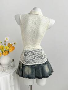 Elamini Sexy Casual Tie-Up Design Open Slit Waist Shirt For Women - Apricot - View 2