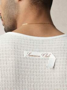 SUMWON 宽松V领无袖镂空针织背心，扎染图案，夏季休闲纯色款 - 白色 - 查看 6