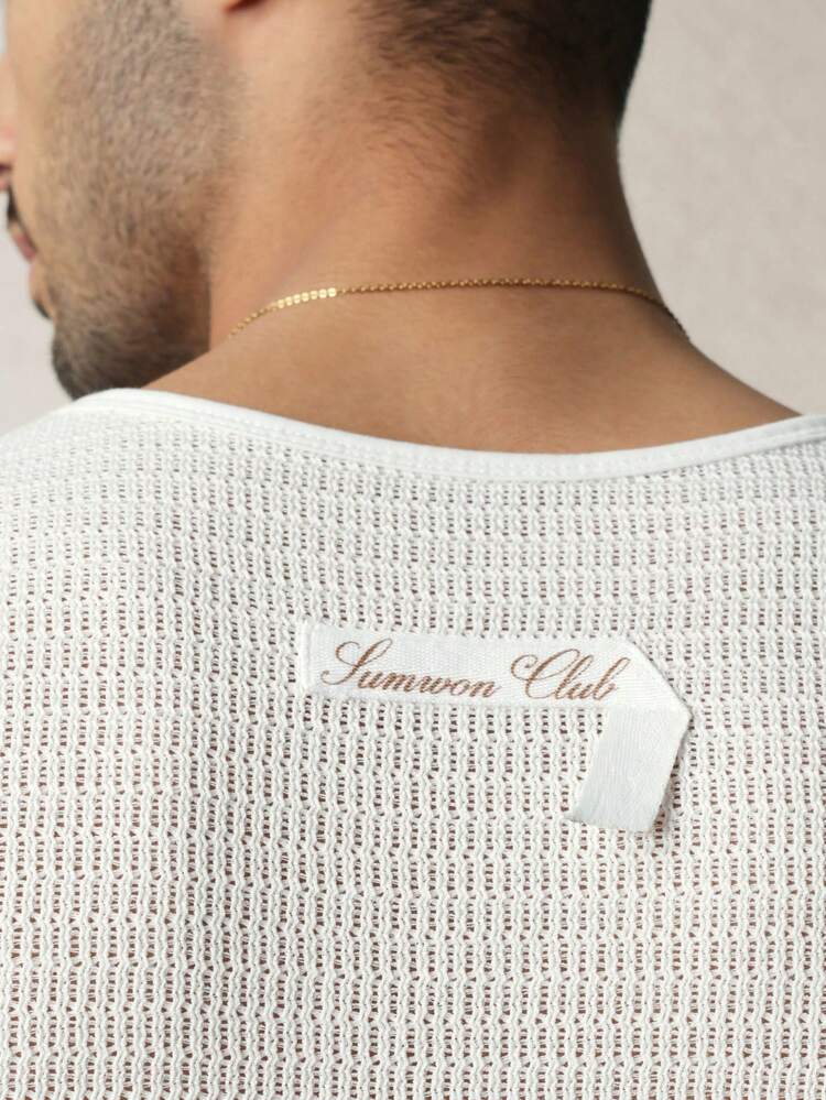 ボックスフィットVネック透かし編みニットタンクトップ