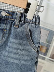 男童宽松直筒蓝色牛仔裤 - 中等水洗藍 - 查看 5