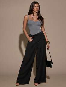 SHEIN BAE Women's Solid Color Sexy Fashion Camisole Camisole - Dark Grey - View 7