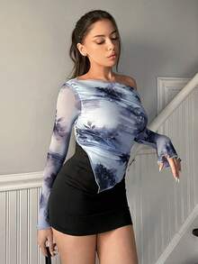 Firerie Women's Asymmetrical Hem T-Shirt,For Commuting, Elegant, Sexy, Vacation, Beach, Hawaii, Romance, Dating, Party, Wedding,Concert, Performance Costume, Wedding Season, Back To School Season, Valentine's Day,Daily - Black - View 6