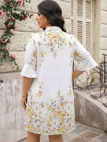 Reflora Abito elegante da vacanza con scollo a V e stampa floreale, taglie comode per donne - Multicolore - Visualizzare 2