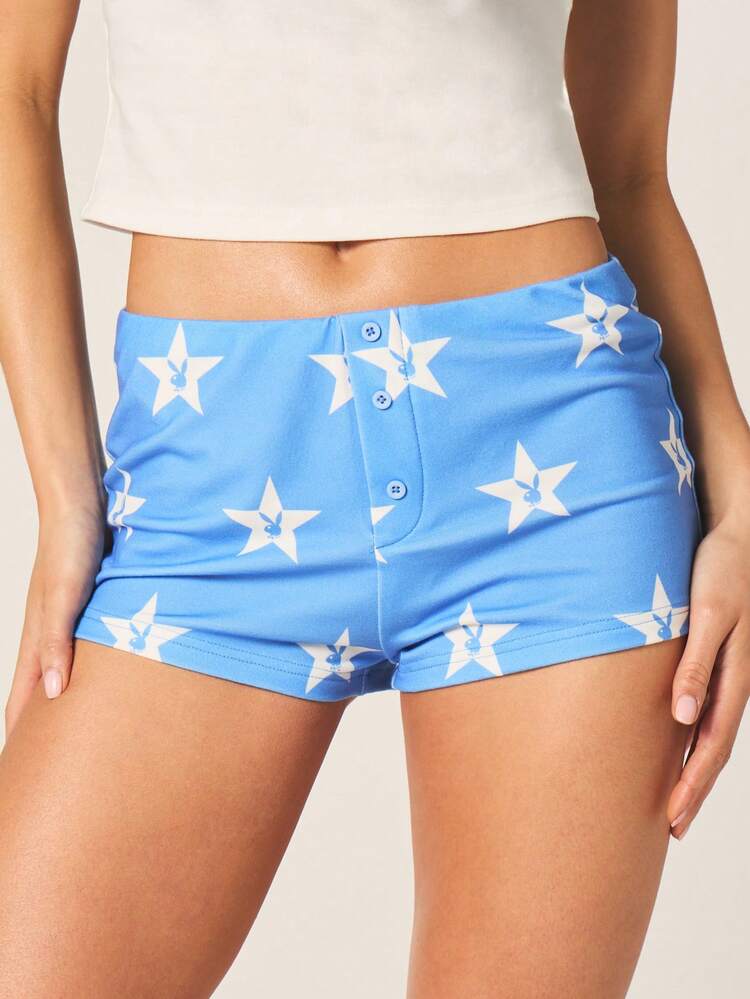 Missguided x Playboy Ensemble de pyjama coordonné en deux pièces avec débardeur imprimé d'étoiles et short taille haute