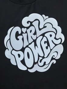 Teenage Girls' Casual Street-Style Grey Printed Loose T-Shirt Set, Summer Tops, Fashionable Design Suitable For Vacation, Travel, Campus And Daily Wear - Black - View 5