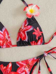 Sunnyshic Bộ bikini hai mảnh in họa tiết nhiệt đới dành cho nữ, thích hợp cho kỳ nghỉ thường ngày. - Nhiều màu - Xem 4
