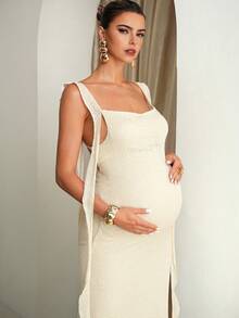 MaterniChic Maternity Clothes Maternity  Dress Summer Pregnant Clothes Apricot Maternity Dress Highly Elastic Elegant - Apricot - View 6