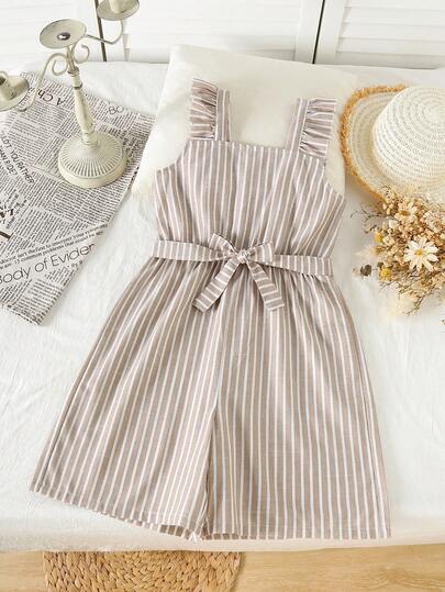 Girls' Casual Vacation Floral Print Spaghetti Strap Jumpsuit, Soft & Fashionable Design, Versatile For Summer Outings, Travel, Campus And Daily Wear