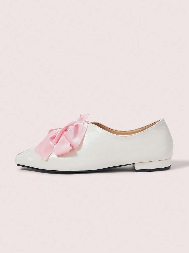 CUCCOO DOLLMOD Retro Square Toe Bow Mary Jane Shoes Women's Versatile - White - View 7