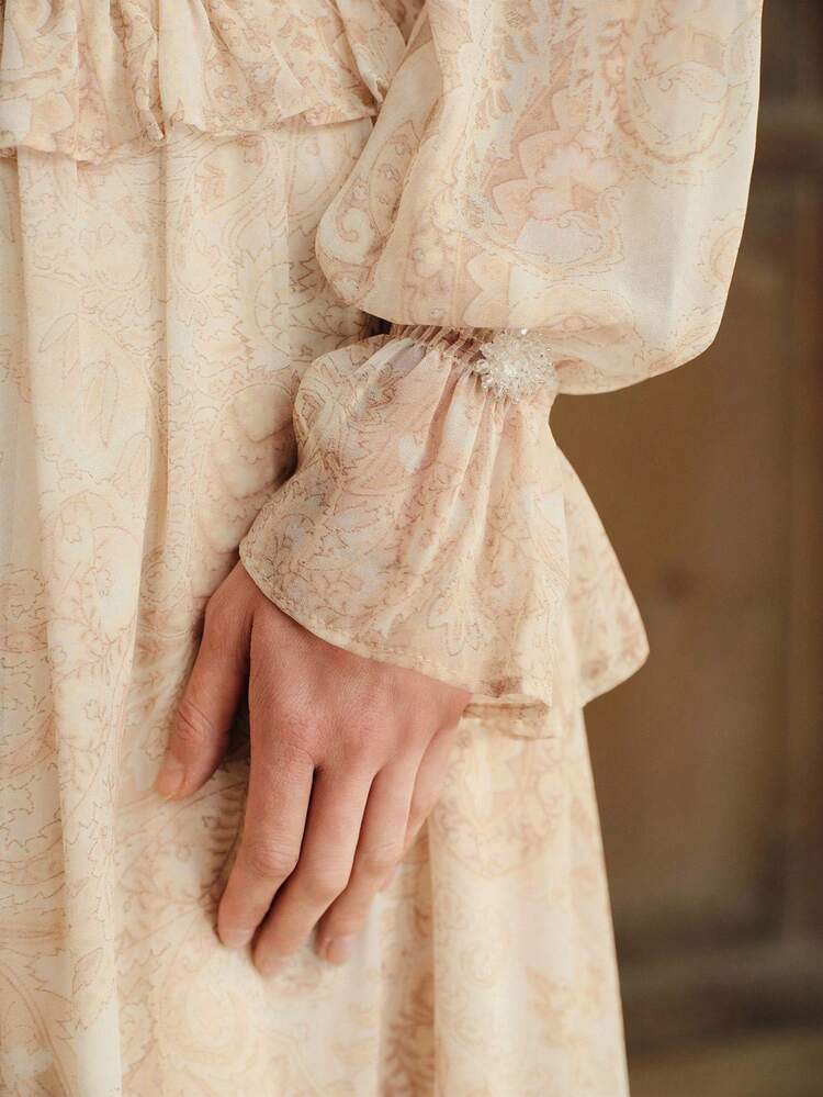 Women's Elegant Embroidered Off-Shoulder Ruffle Hem Dress