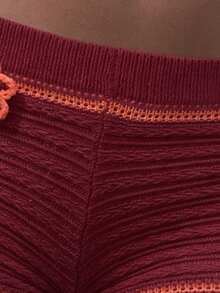 Selianne Women's Elegant 3D Floral Knit Top And Pants Set, Spring/Summer - Hot Pink - View 4