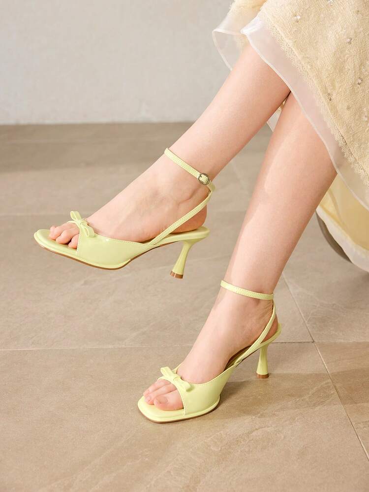 ELEGANT BOW-TIED WOMEN'S HIGH HEEL SANDALS, DELICATE BOW DESIGN, COMFORTABLE WIDE TOE BOX, SLIM HEEL MID HEEL, COMFORTABLE FOR DATING, ANGORA RED SPRING SHOES