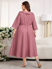 Ellevyn 大码女士优雅提花长袖中长连衣裙，适合派对和外出，秋冬季奢华晚礼服，婚礼夏季服装，夏季套装，春季服装，春季套装，夏季连衣裙，春季连衣裙，节日连衣裙，优雅连衣裙，优雅派对连衣裙，派对套装，婚礼宾客连衣裙，婚礼派对连衣裙，婚礼及活动，伴娘礼服，毕业礼服，母亲毕业套装，外出套装，舞会礼服，生日礼服，女士生日套装，女士节日套装，女士度假套装，女士节日套装，正式连衣裙，奢华女士长袍，奢华女士罩袍，优雅大码连衣裙，灰粉色优雅连衣裙，大码中长连衣裙，珍珠饰边连衣裙，曲线优雅连衣裙，女士连衣裙，优雅女士连衣裙，正式女士珍珠连衣裙，经典粉色连衣裙 - 粉色 - 查看 3