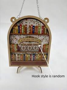 1Set Annual Reading Book Log Sign Vintage Style Reading Tracker Personalized Library Decor Gift For Book Lovers Yearly Book Counter Reading Hobby Tracker Wooden Decor - multicolor - View 5