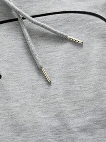 PAVTROS Men's Letter Print Drawstring Waist Pocket Casual Shorts - Grey - View 5