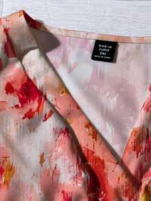 EMERY ROSE Áo kiểu nữ cổ chữ V cài cúc tay ngắn họa tiết hoa, thích hợp cho mùa hè, ngày Valentine, áo thường ngày cho nữ mùa xuân, cỡ lớn. - Nhiều màu - Xem 5