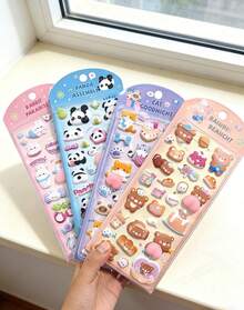 POKOJA LAND 3D Soft Cute Children's Cartoon Stickers Squeeze Animals Adorable Stereo Bubble Decals, A Great Gift For Kids, Girlfriends, For Notebook Decoration, And DIY Crafts. - Multicolor - View 3