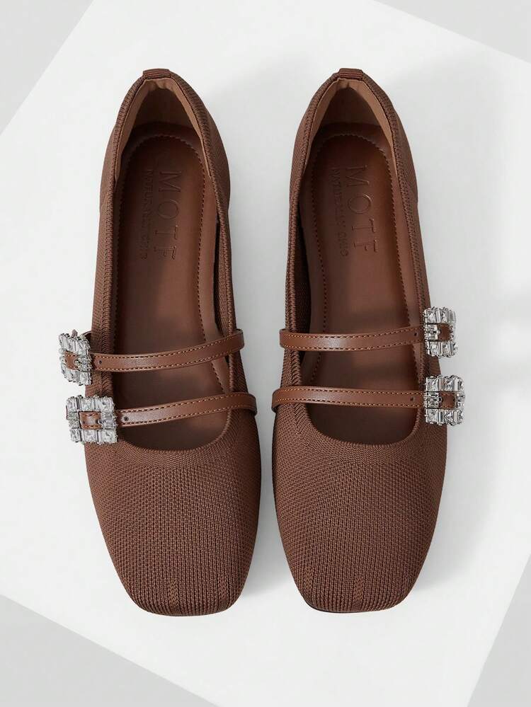 PU LEATHER RHINESTONE DECOR FLAT SHOES VALENTINE'S DAY