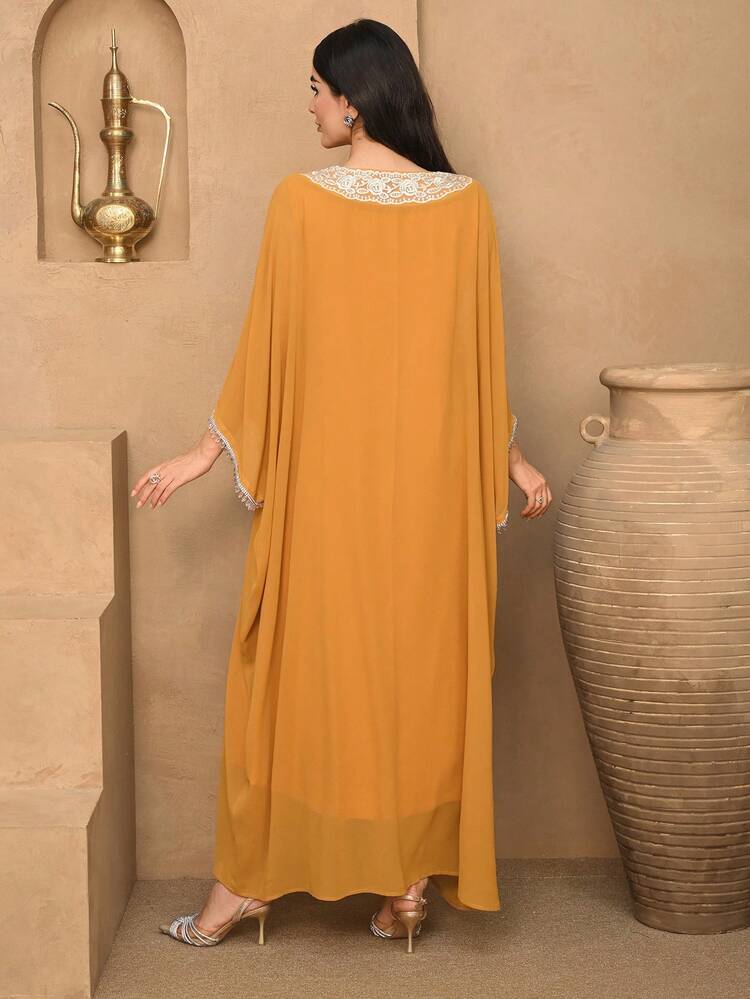 Contrast Color Ruffle Fringe Loose Long Elegant Summer Dress For Women Sundress