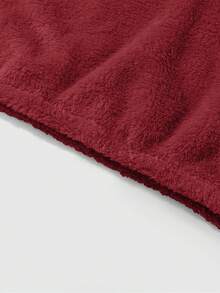 Manfinity Hypemode Men's Solid Color Fleece Zip-Up Loose Fit Sweatshirt - Burgundy - View 6