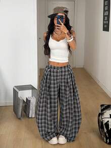 Coolane 女士夏季复古休闲嬉皮街头风宽松军绿色裤子 - 彩色 - 查看 4