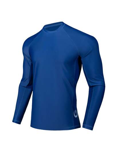 Manfinity KASUA Camiseta de protección solar con estampado de letras y manga larga tipo raglan para hombres