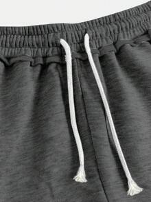 SHEIN Teen Girls' Loose Casual Comfortable Mid-Waist Contrast Color Drawstring Sweatpants, Autumn/Winter Wide Leg Sweatpants Comfy Pants Baggy Sweat Pants Loose Pants - Dark Grey - View 6