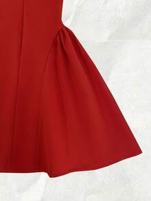 Olithes 女士红色蝴蝶结装饰连衣裙，冬季和新年 - 紅色 - 查看 4