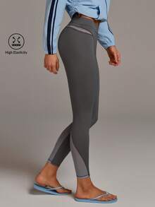 Athîral Pantalones de malla con parches de mujer de estilo casual - Gris - Ver 1
