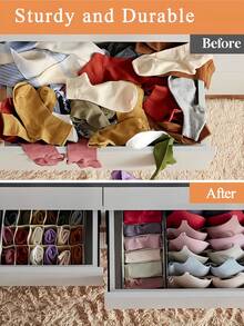 1/4 chiếc hộp chia ngăn kéo bằng vải có thể gập lại, hộp đựng đồ dùng trong tủ quần áo, hộp đựng đồ lót, áo ngực, cà vạt, tất, quần áo, phụ kiện, giúp sắp xếp nhà cửa, tiết kiệm không gian và dọn dẹp gọn gàng. - Màu be - Xem 2