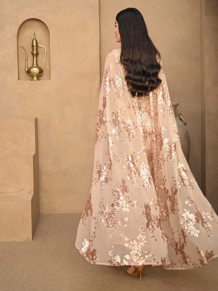 Plant Sequin Jacquard Fitted Long Dress, Elegant Spring/Summer Dress For Women Sundress Boho