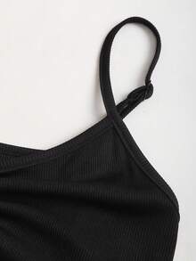 Sweetra Y2K Sexy Cute Avant-Garde Daring Retro Romantic Pure Chic College Vacation Casual Date Street Party Home Street Music Festival V-Neck Drawstring Tie Bow Sleeveless Ruched Black Camisole Top, Spring/Summer/Autumn - Black - View 6