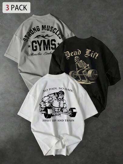 Sport MetroGents Men's Letter Print Loose Fit Short Sleeve Sports T-Shirt