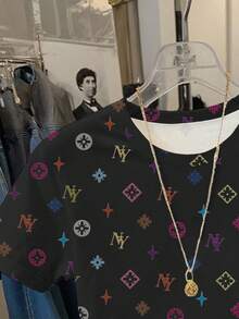 Resyla Women's Letter Print Round Neck Short Sleeve Casual Versatile T-Shirt - Multicolor - View 3