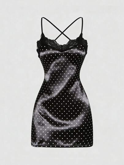 Sweetra Đầm nữ mùa Xuân/Hè mới, thanh lịch, phong cách retro, gợi cảm, ôm sát, chất liệu ren, thoải mái, đa năng, hở lưng, chấm bi.