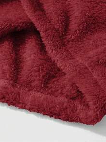 Manfinity Hypemode Men's Solid Color Fleece Zip-Up Loose Fit Sweatshirt - Burgundy - View 5