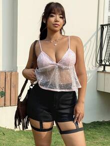 Muchica Quần short denim cạp cao dáng rộng đa năng dành cho nữ cỡ lớn, thích hợp cho mùa xuân/hè. - màu đen - Xem 4