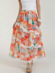 CielaLinda Women's Tie-Dye Lace Casual Versatile Date Night & Outing Skirt - Multicolor - View 7