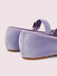 CUCCOO DOLLMOD Women's Shoes Cornflower Blue Round Toe Velvet Flats - Light purple - View 10