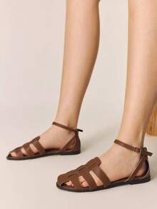 Styleloop Ladies, Buckles, Trim, Flat Sandals - Brown - View 6