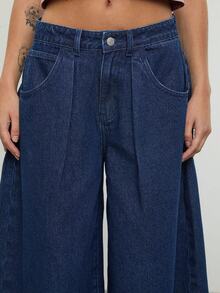 COUREZ Oversized Navy Blue Skater Jeans For Women,Low Rise Denim Wash,Summer Everyday Y2K Clothes,Festival Spring Break Outfits - Dark Wash - View 6