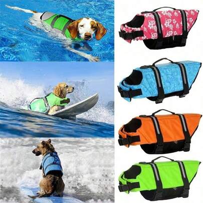 Dog Life Jacket Reflective Adjustable Summer Large Dogs Swimwear Vest Surfing Sailboat Enhanced Buoyancy Pet Life Jacket Reflective Dog Life Jacket For Secure Water And Ocean Frolic