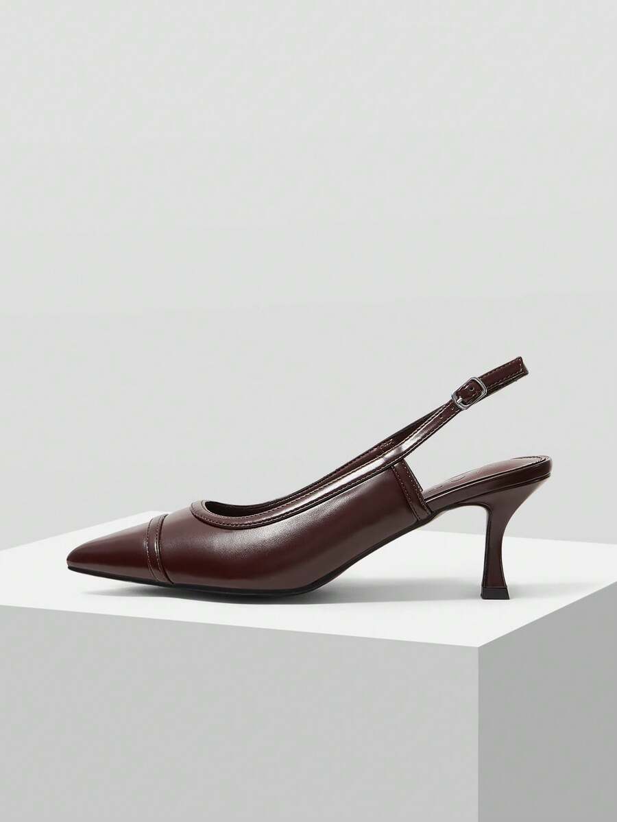 MOTF WOMEN SLINGBACKS POINT TOE PUMPS VALENTINE'S DAY - Burgundy - View 2