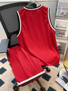 Manfinity Joysei 男士红色罗纹针织上衣套装 - 紅色 - 查看 2