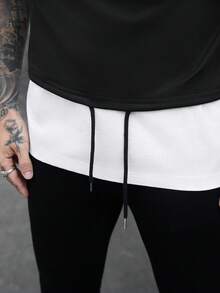 SLATEMANN 男士纯色休闲百搭连帽背心 - 黑色 - 查看 4